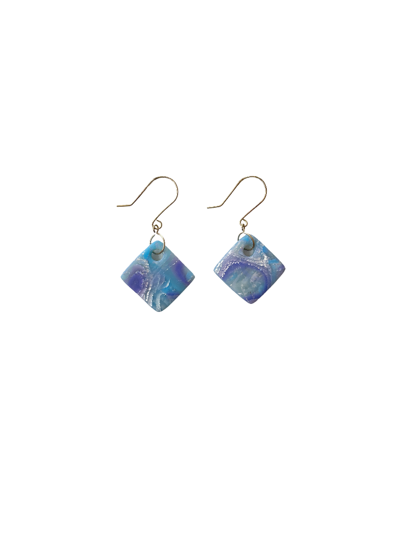 Mokume-Gane Diamond Earring