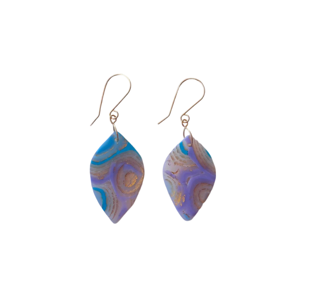 Mokume-Gane Small Leaf Earring
