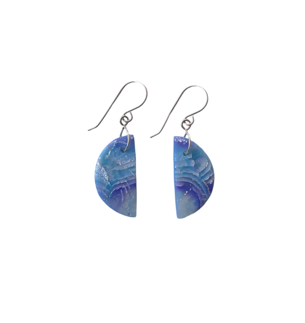 Mokume-Gane Half-Moon Earring