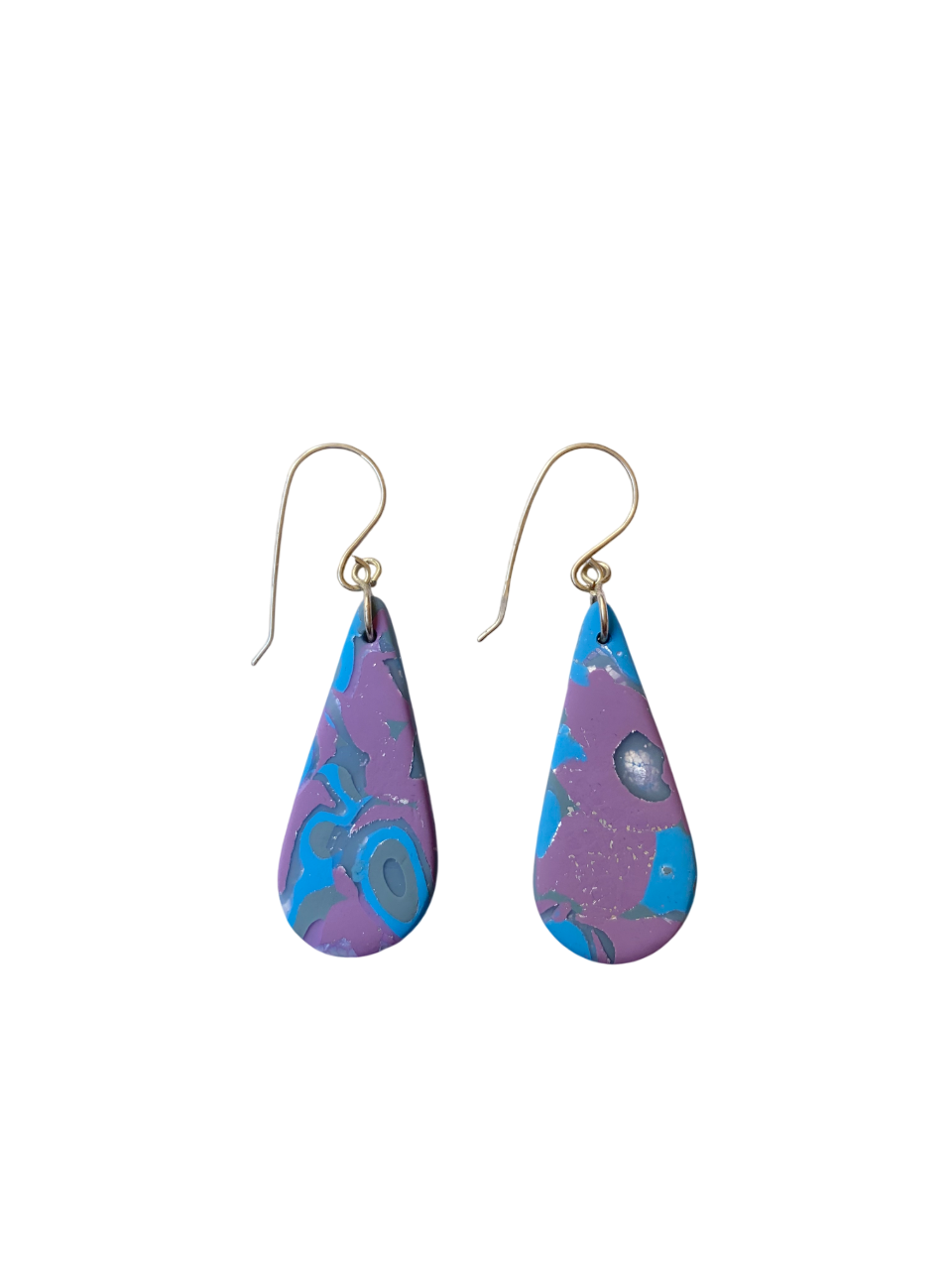 Mokume-Gane Purple Silver Earrings