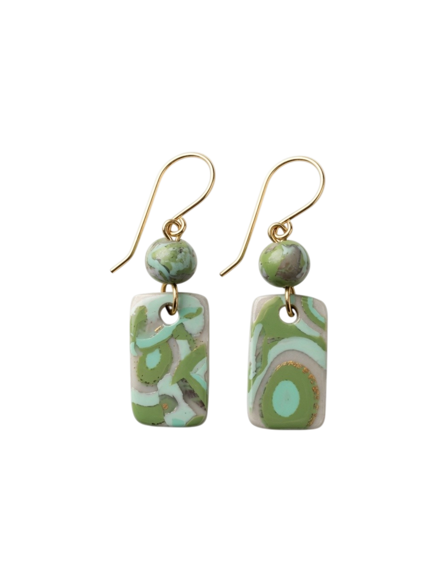 Mokume-Gane (Earthy) Moss Green Earrings