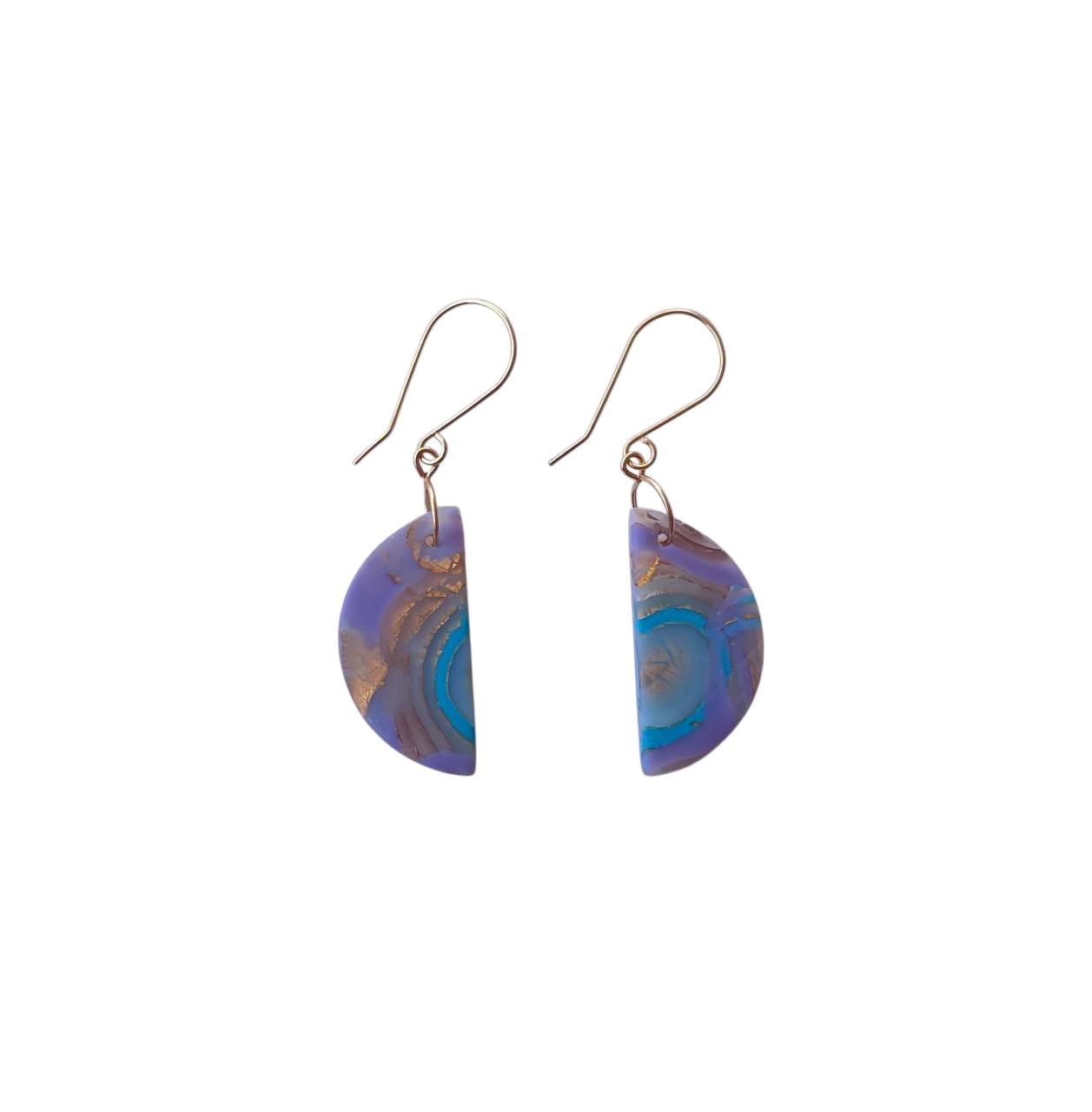Mokume-Gane Purple Gold Earrings