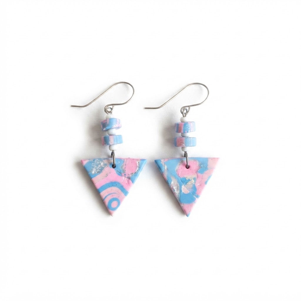 Mokume-Gane Pink Earrings