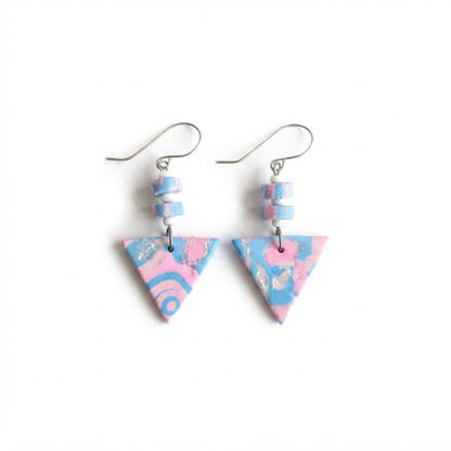 Mokume-Gane Pink Earrings