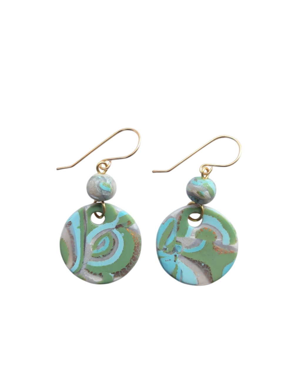 Mokume-Gane Moss Green Earrings