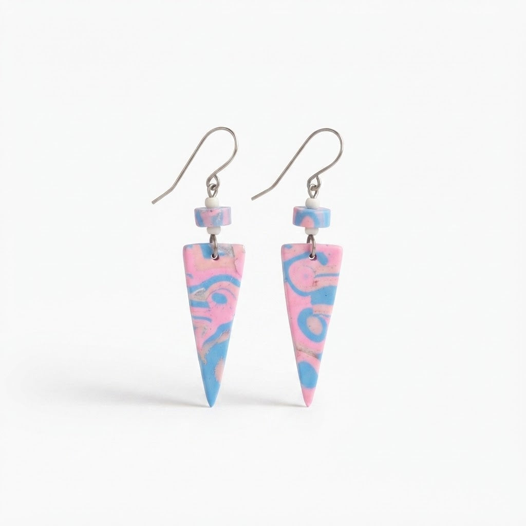 Mokume-Gane Pink Earrings