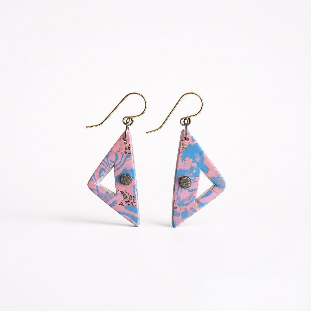 Mokume-Gane Pink Earrings