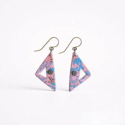 Mokume-Gane Pink Earrings