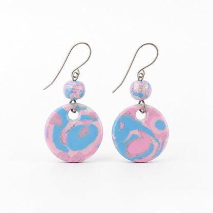 Mokume-Gane Pink Earrings