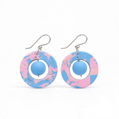 Mokume-Gane Pink Earrings