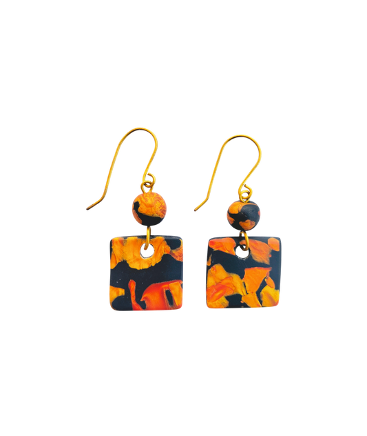 Copper Mica Square Earring