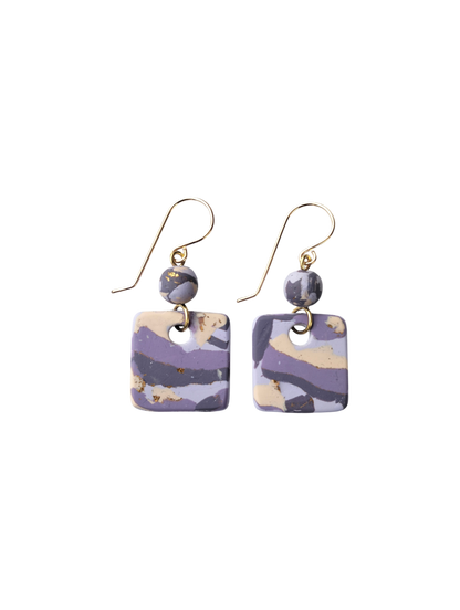 Mokume-Gane Eggplant Earrings