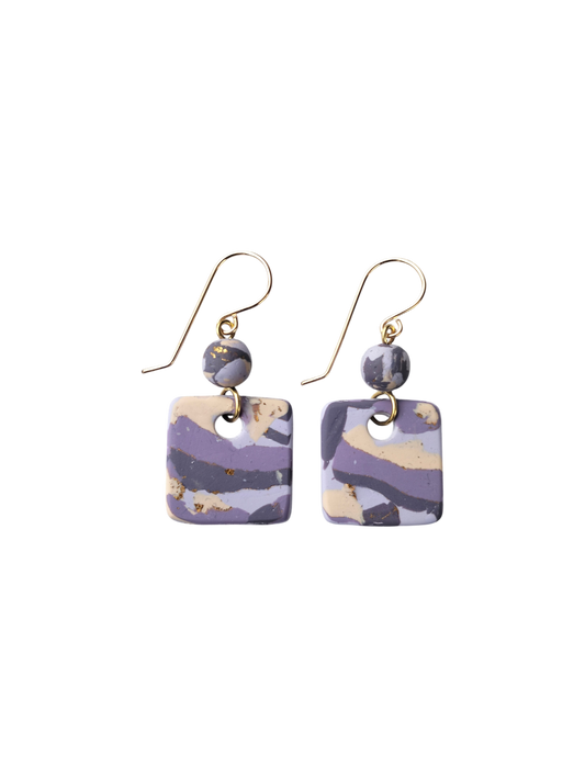 Mokume-Gane Eggplant Earrings