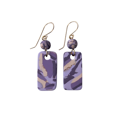 Mokume-Gane Eggplant Earrings