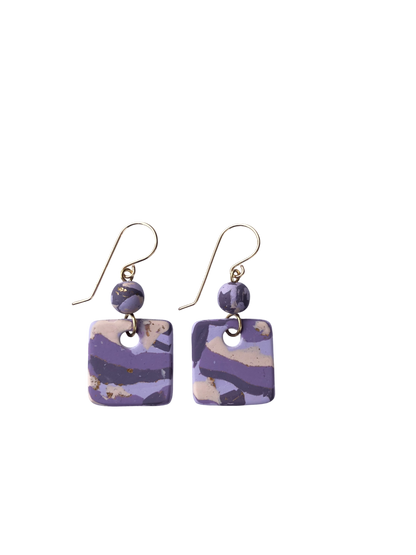 Mokume-Gane Eggplant Earrings