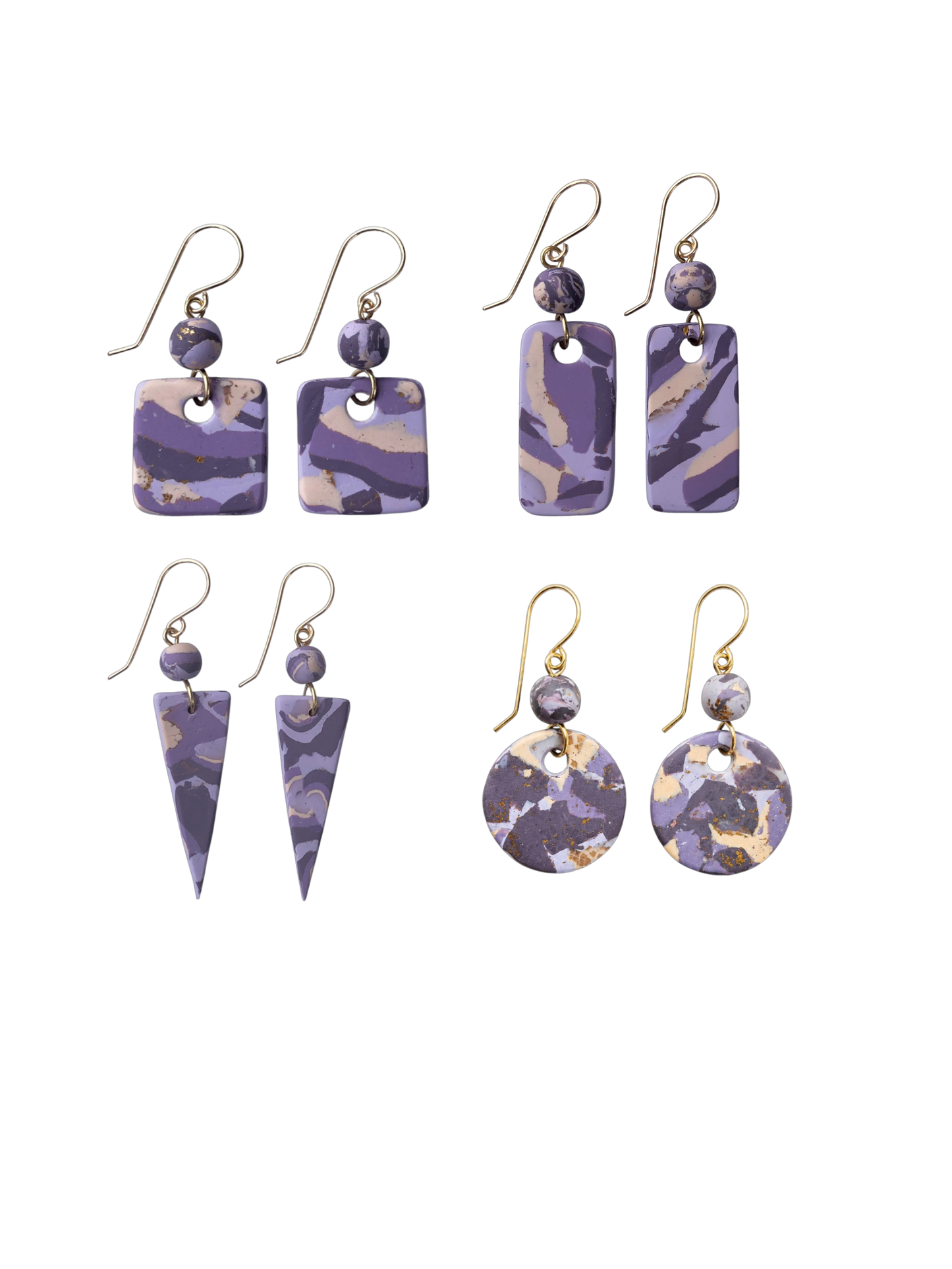 Mokume-Gane Eggplant Earrings
