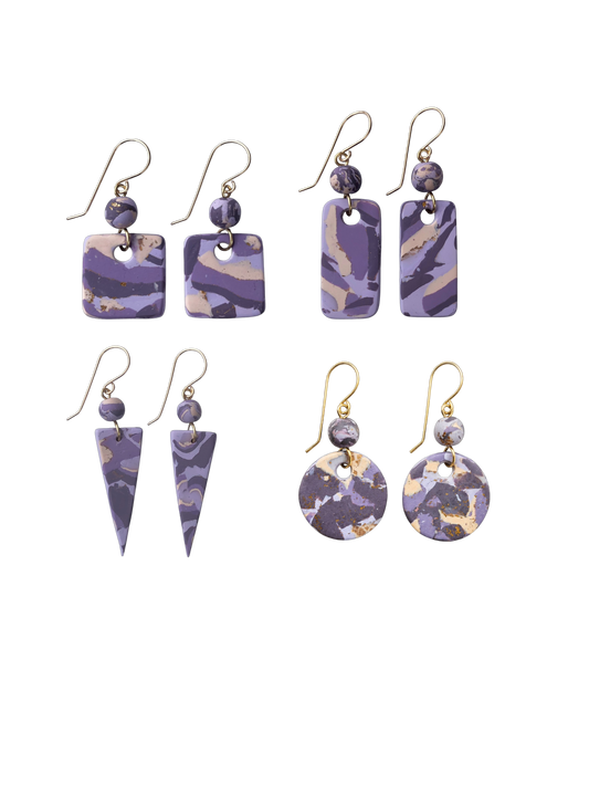Mokume-Gane Eggplant Earrings