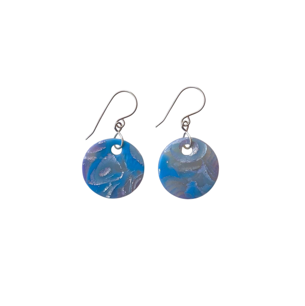 Mokume-Gane Purple Silver Earrings