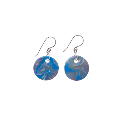 Mokume-Gane Purple Silver Earrings