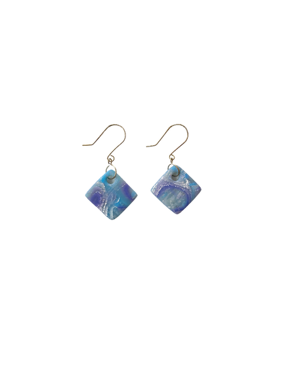 Mokume-Gane Diamond Earring