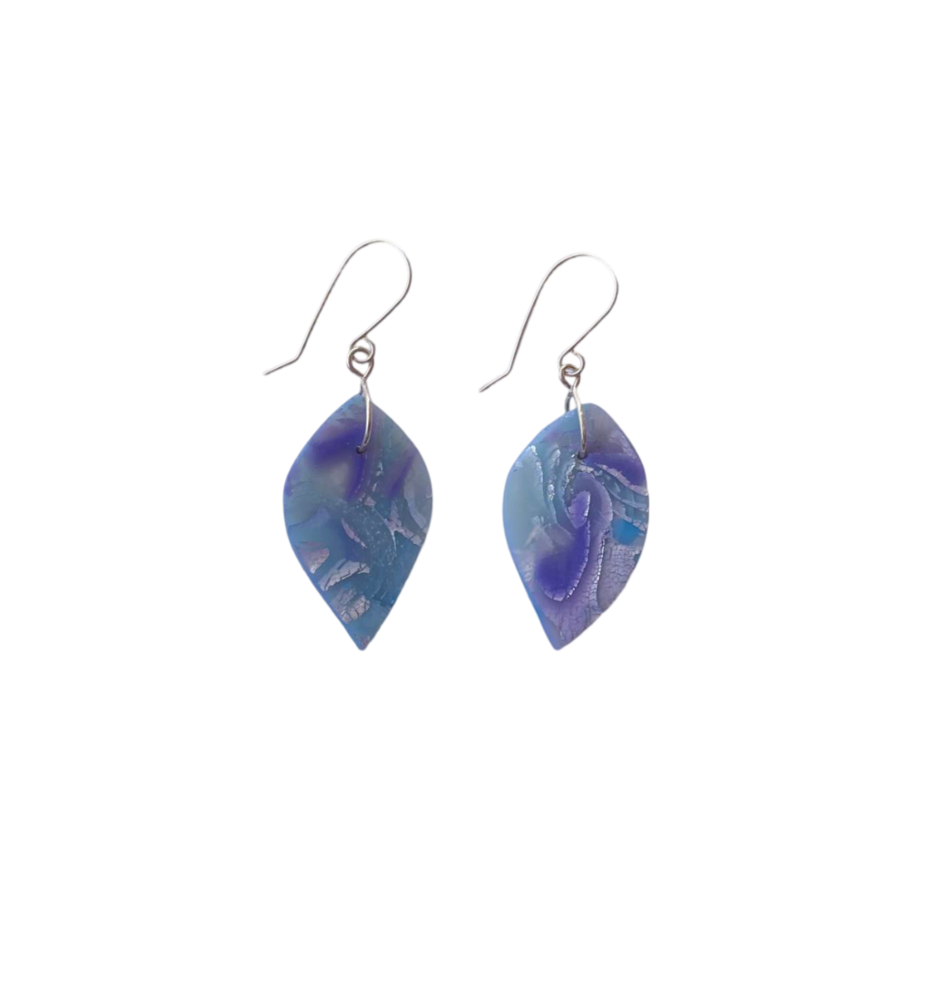 Mokume-Gane Small Leaf Earring