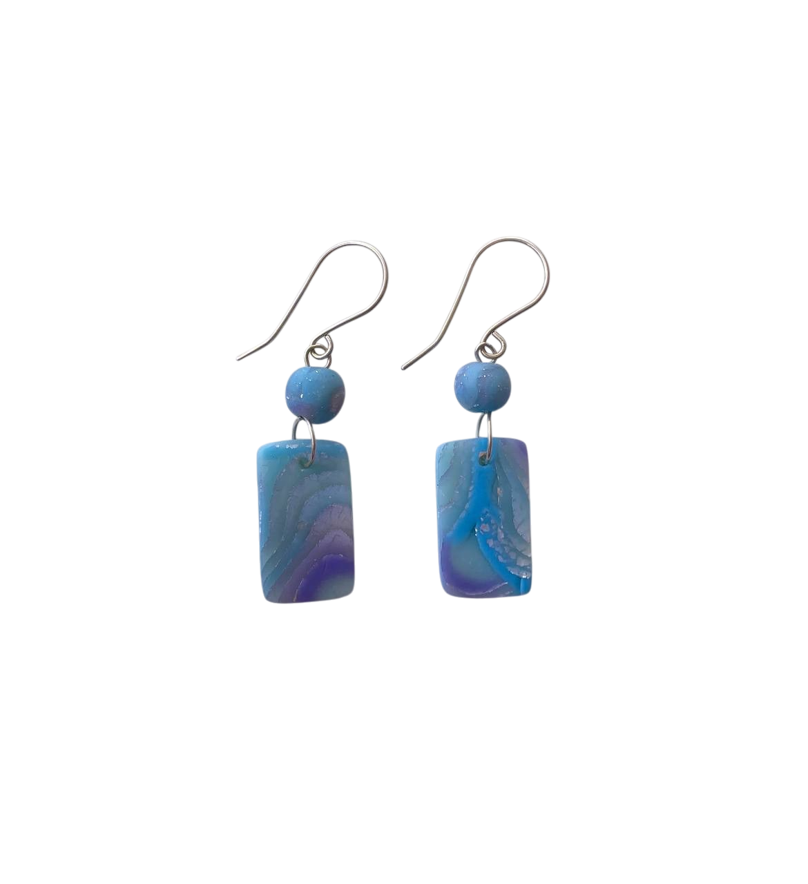 Mokume-Gane Purple Silver Earrings