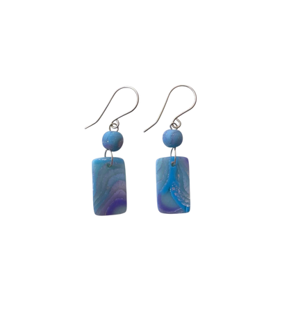 Mokume-Gane Purple Silver Earrings