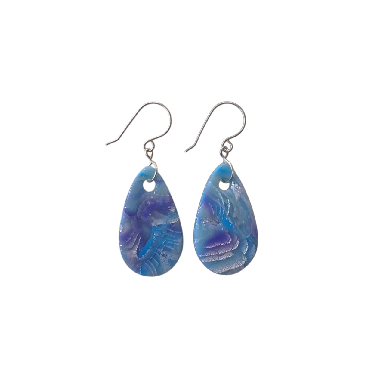Mokume-Gane Purple Silver Earrings