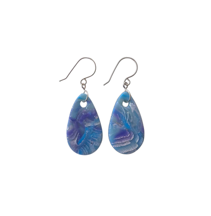 Mokume-Gane Purple Silver Earrings