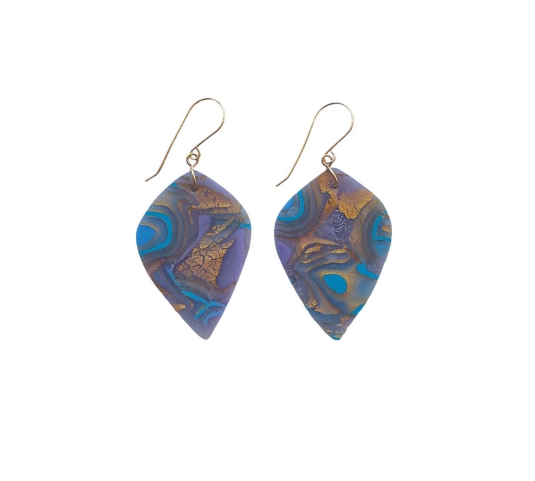 Mokume-Gane Large Leaf Earring