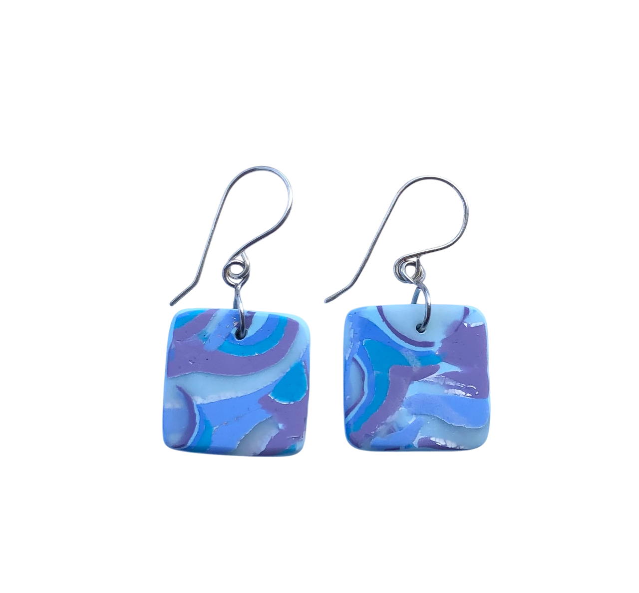 Mokume-Gane Purple Silver Earrings