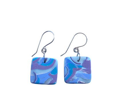 Mokume-Gane Purple Silver Earrings