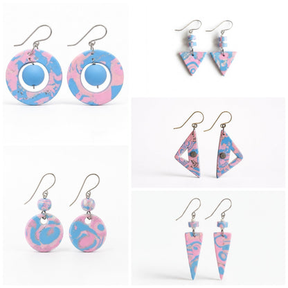 Mokume-Gane Pink Earrings