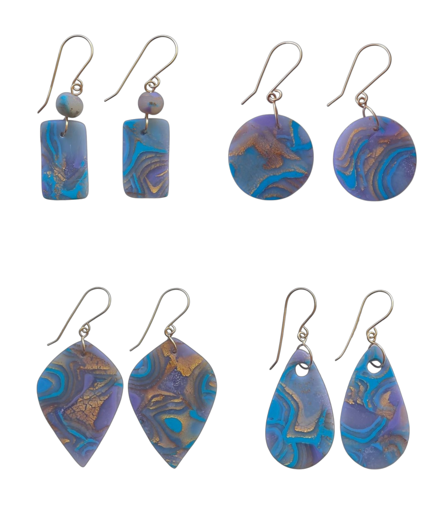 Mokume-Gane Purple Gold Earrings