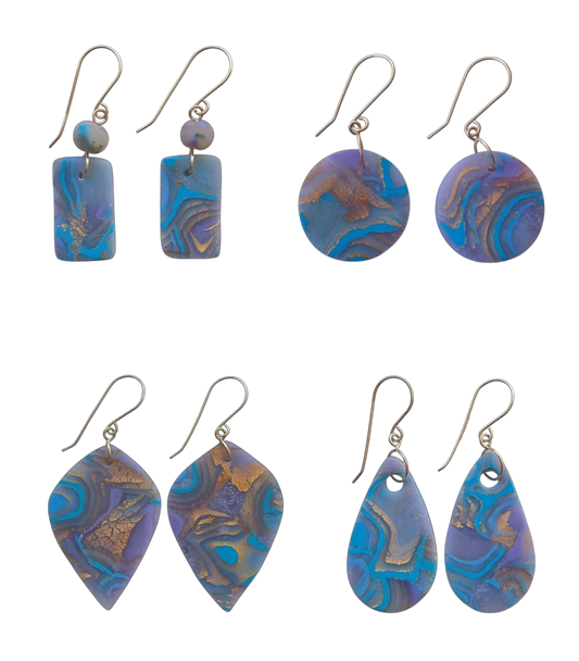 Mokume-Gane Purple Gold Earrings