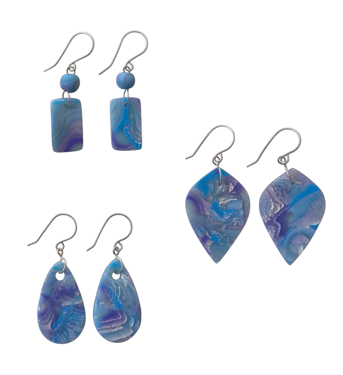 Mokume-Gane Purple Silver Earrings