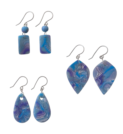 Mokume-Gane Purple Silver Earrings