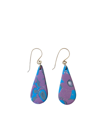 Mokume-Gane Purple Silver Earrings