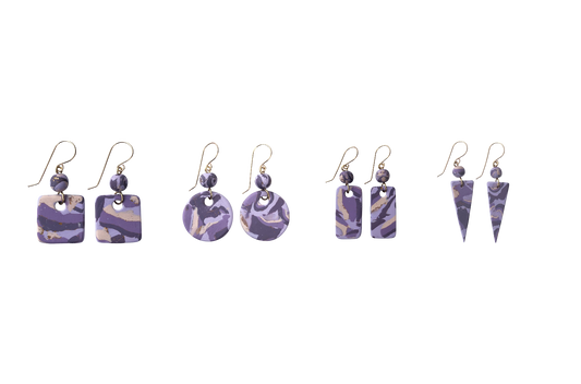 Mokume-Gane Eggplant Earrings