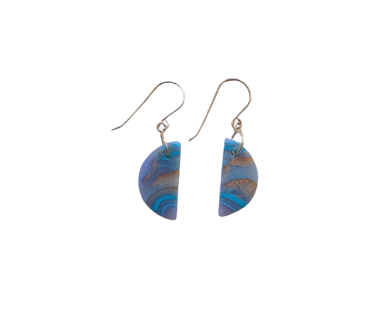 Mokume-Gane Half-Moon Earring