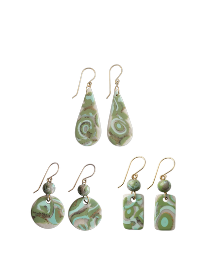 Mokume-Gane (Earthy) Moss Green Earrings