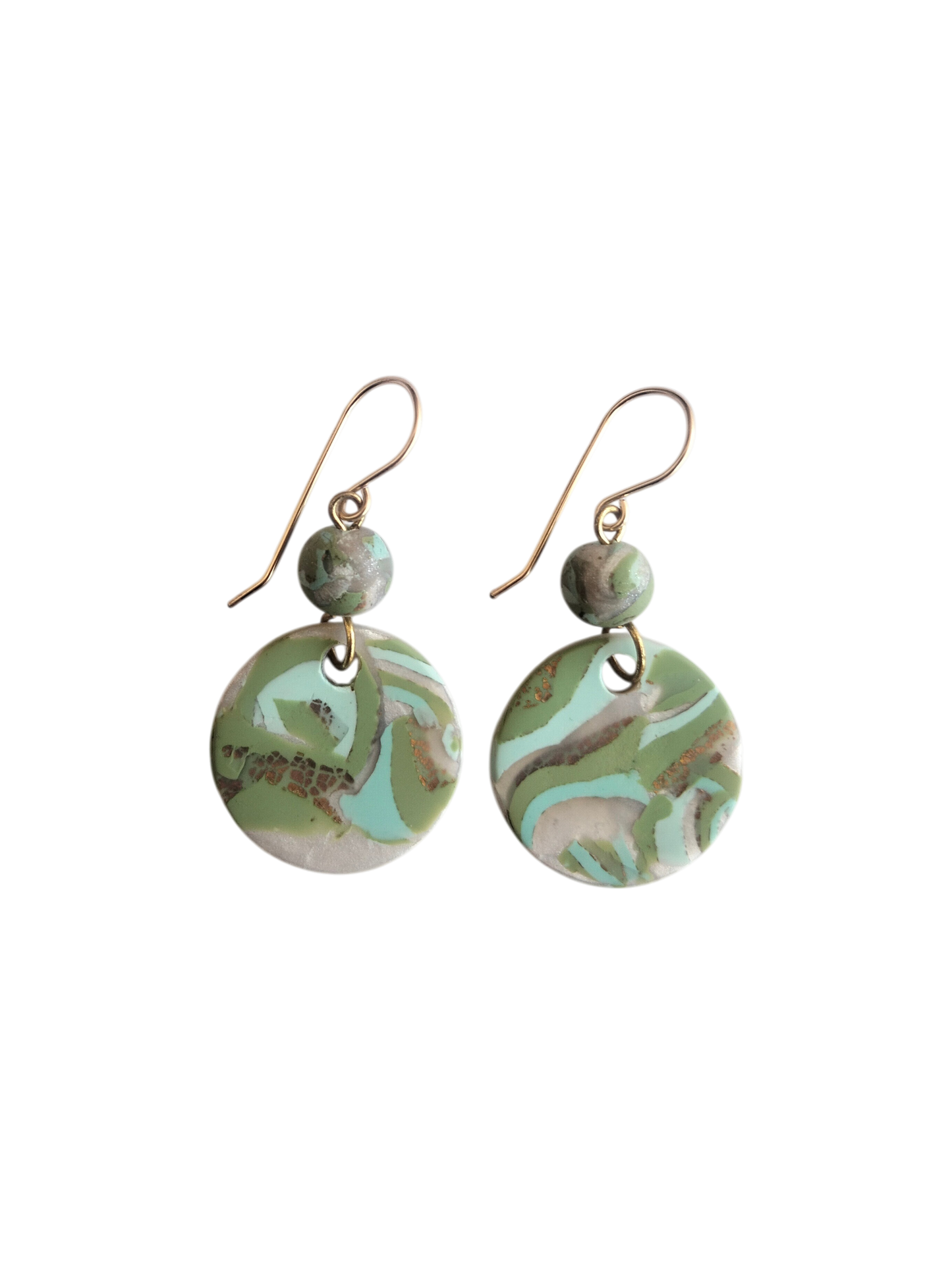 Mokume-Gane (Earthy) Moss Green Earrings