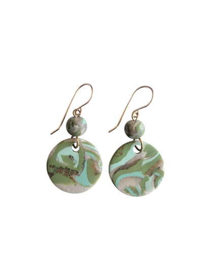 Mokume-Gane (Earthy) Moss Green Earrings