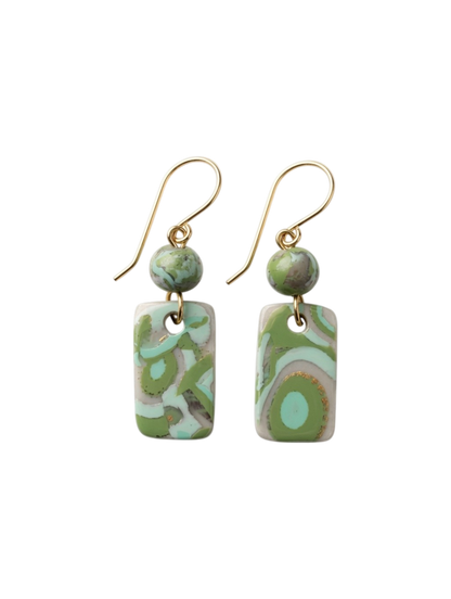 Mokume-Gane (Earthy) Moss Green Earrings