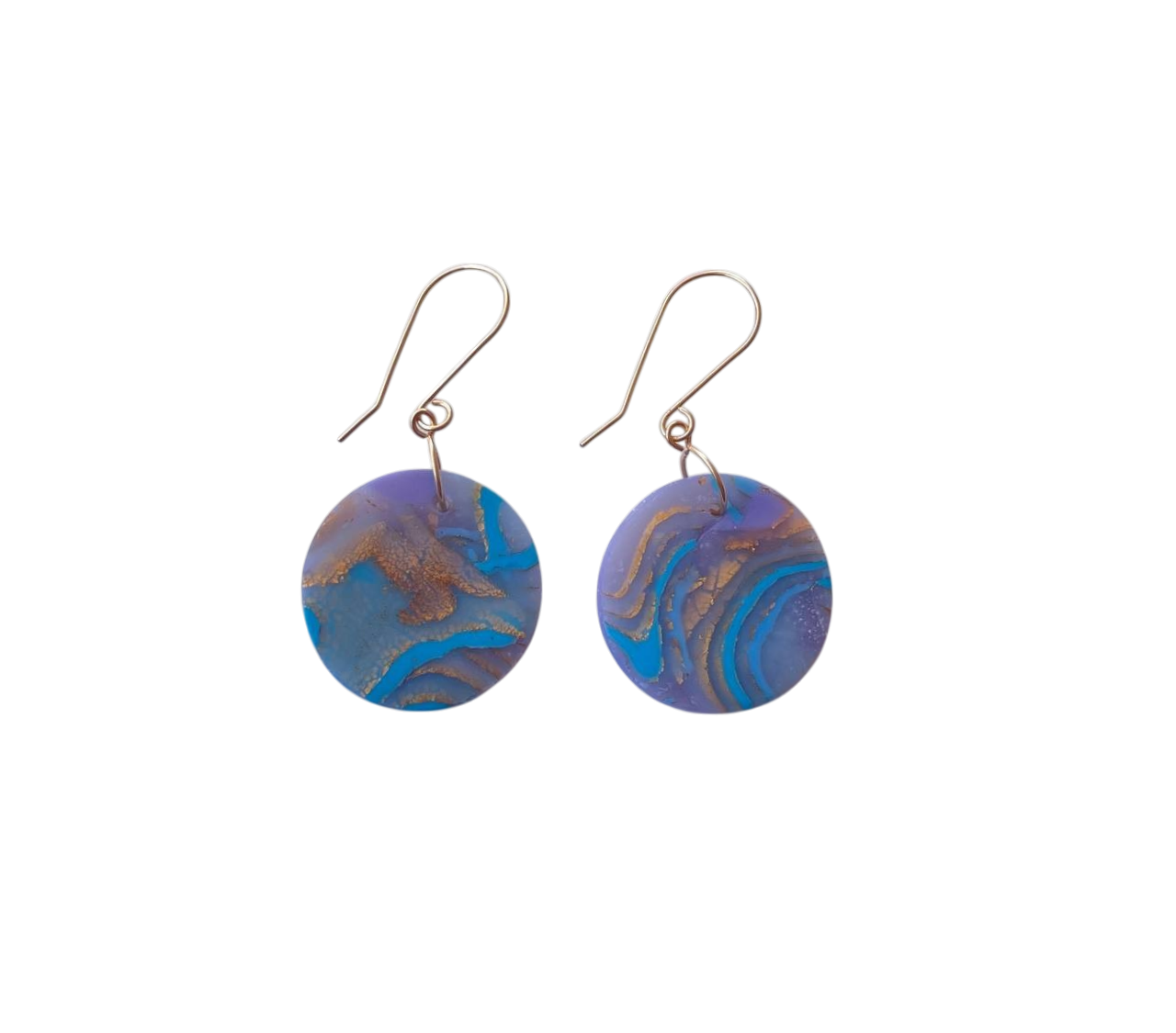 Mokume-Gane Purple Gold Earrings