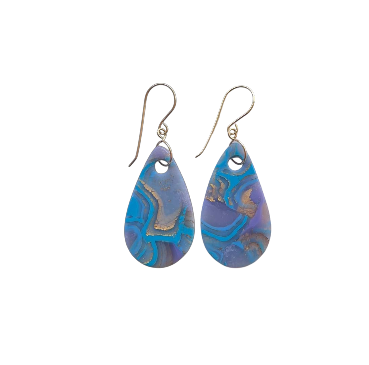 Mokume-Gane Purple Gold Earrings