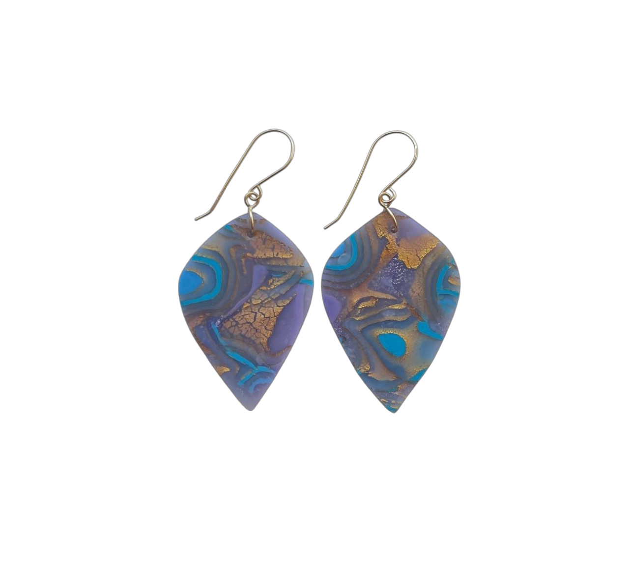Mokume-Gane Purple Gold Earrings
