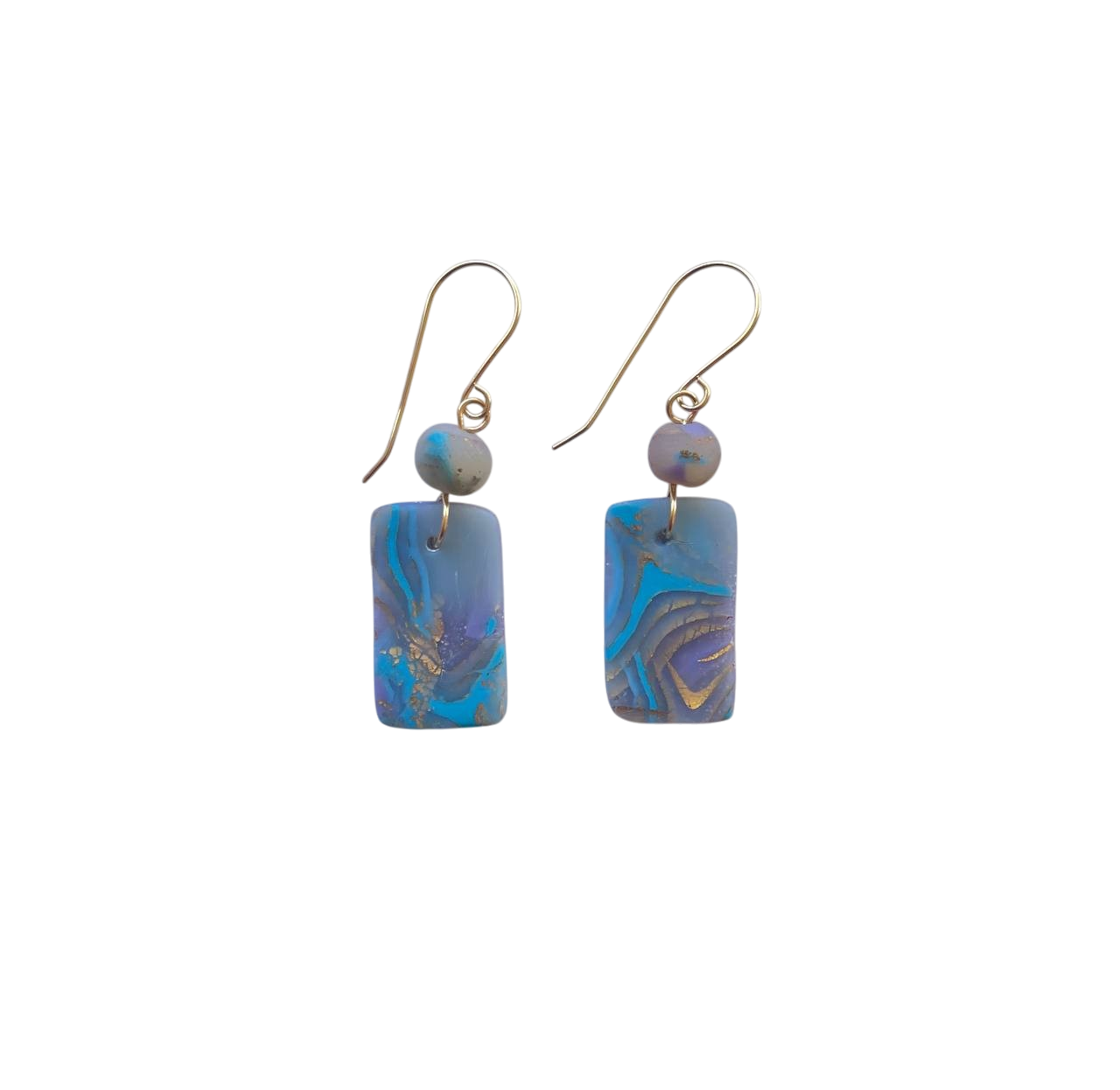 Mokume-Gane Purple Gold Earrings