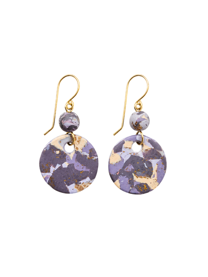 Mokume-Gane Eggplant Earrings