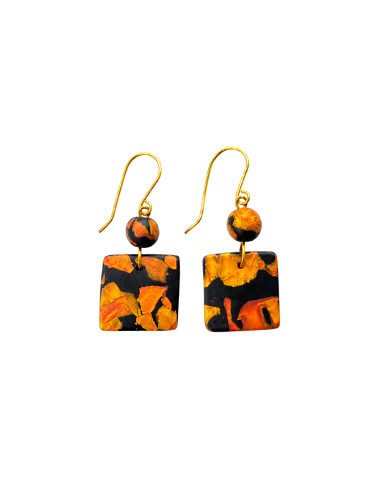Copper Mica Square Earring